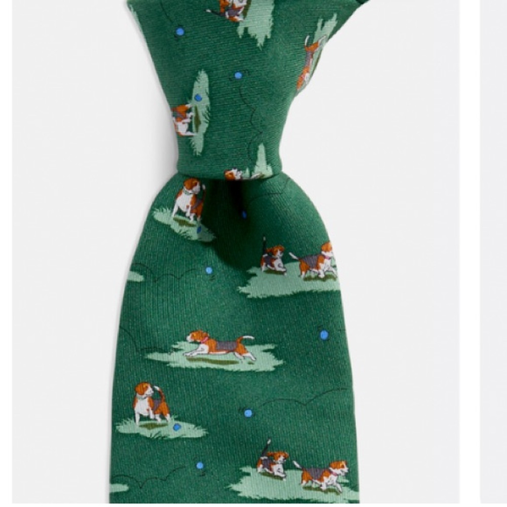 🆕Vineyard Vines-Boys Fetching Beagles Tie, Charleston Green, OneSize, NWT